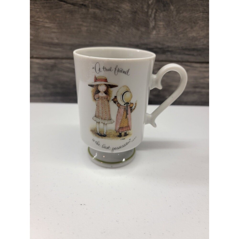 Holly Hobbie Pedestal Coffee Porcelain Mug A True Friend Is The Best VTG